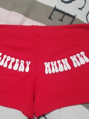 Abella Red Bike Shorts with White Graphic